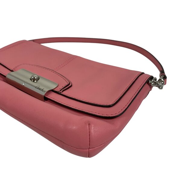 COACH Kristen Leather Large Flap Wristlet Barbie Pink Wallet Purse Bag NICE - Picture 7 of 10